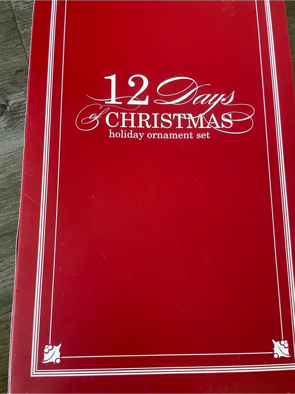 Pottery Barn Red and White '12 Days of Christmas' Holiday Ornament Set Box